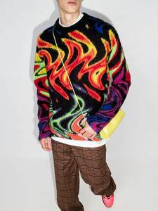 เสื้อสเวตเตอร์คอกลมสวมหัวผ้าแจ็คการ์ดขนแกะสีทึบถักสำหรับฤดูหนาวใส่ได้ทั้งชายและหญิงโลโก้ตามสั่ง - Product Image 3