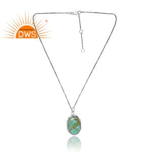 Superventas 925 plata esterlina Natural Kingman turquesa piedra preciosa colgante collar Demi joyería fina para mujer regalo para ella - Product Image 3