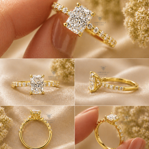 Anillos de Compromiso y Eternidad con Diamantes de Moda, Oro Sólido de 14K, 1CT/2CT/3CT TW, Corte Radiante, Diamantes Cultivados en Laboratorio, Certificados por IGI - Product Image 3