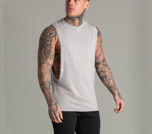 100% algodón al por mayor en blanco gimnasio fitness entrenamiento camiseta hombres Dry fit personalizado sin mangas - Product Image 6