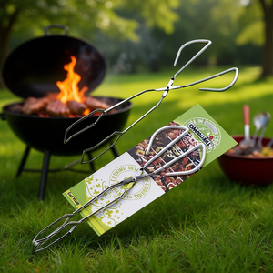 Chrome PI400 40cm Steel Scissor Barbecue Tongs Essential <b>BBQ</b> Tools - Product Image 3