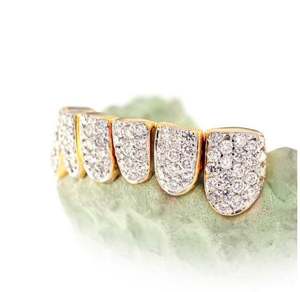 Couleur blanche Grillz personnalisée et poussière de diamant, coupe diamant, Hip Hop Grillz personnalisé, argent sterling Grillz 925, or 10K 14K - Product Image 5