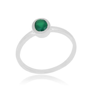 Classique 925 argent Sterling naturel vert Onyx pierre anneau lunette réglage incrustation hommes/femmes bijoux pour les fêtes - Product Image 1