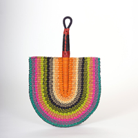 Éventails muraux innovants en forme de jonc de mer Éventail africain naturel écologique en paille colorée avec impression de nom de marque personnalisée