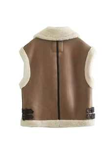 Classique en cuir personnalisé gilet usine streetwear mode fourrure intérieur chaud sans manches élégant vêtements d'extérieur d'hiver - Product Image 6