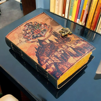 Journal artisanal vintage en cuir véritable avec impression Château de Poudlard, carnet de sorts, livre de magie vierge, Grimoire de sorcier, cadeau de remise de diplôme