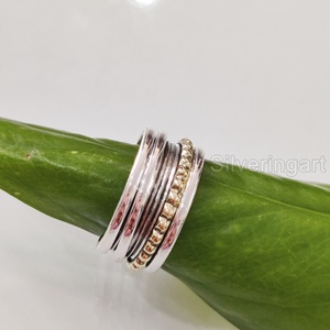 Infinity Spinner Band Bague de méditation Bague de pouce pour femme en argent sterling 925 Fidget Bijoux faits à la main Bague Spinner pour homme de Noël - Product Image 3