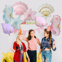 Ballons en aluminium sirène et animaux marins (hippocampe, coquillage, étoile de mer, conque) pour décorations de fête d'anniversaire sur le thème de la mer et fournitures de fête pour enfants
