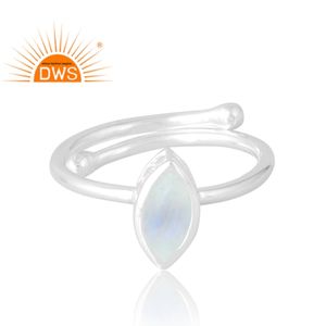 Anillo de piedras preciosas de Luna de arcoíris Natural de Plata de Ley 925, joyería personalizada para mujer, regalo para ella - Product Image 3