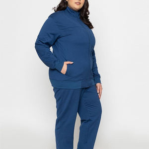 Nouvelle tendance Ensemble de survêtements grande taille de couleur unie pour femmes dernier style de survêtement à fermeture éclair au design personnalisé pour hommes - Product Image 6