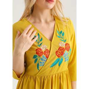 Vestido de fiesta de flores bordadas, informal, bohemio, estándar, holgado - Product Image 1