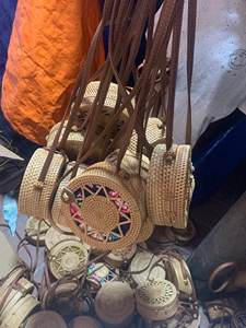 Fast Delivery Natural Rattan Straw Purses <b>Bags</b> Handwoven Vintage Ladies Women Handbags Leather Handle Vietnam - Product Image 4