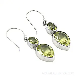"925 Silver Fashion <b>Peridot</b> Drop <b>Earrings</b> for Women" - Product Image 3