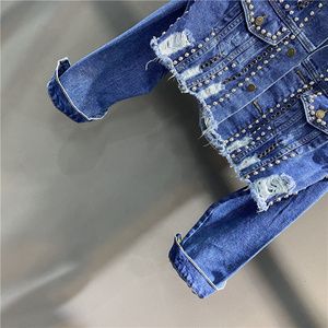 Wholesale Trendy Loose Fitting Denim Jacket for Women Button up Long Sleeve Solid Winter Heated <b>Fabric</b> Coat <b>Printed</b> Features - Product Image 6