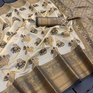 Venta al por mayor hermosa Patola Vintage seda Sari Lino ropa casual para mujeres estampado floral para ocasiones de FIESTA DE LA India - Product Image 1