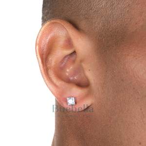 925 argent Sterling princesse coupe diamant Moissanite boucles d'oreilles élégant Hip Hop Style pour hommes parfait cadeau d'anniversaire - Product Image 1