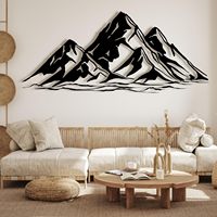 Décoration murale artisanale en forme de montagne en fer de qualité supérieure, finition thermolaquée, base de support pour bureaux modernes/cafés, tailles personnalisées