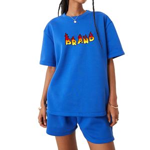 Ensembles courts sur mesure de qualité supérieure pour femmes, ensembles décontractés à manches courtes pour femmes, 100% coton, surdimensionnés, lavés, ensembles 2 pièces pour femmes - Product Image 1