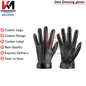 Gants en cuir de mouton véritable pour hommes Gants d'hiver chauds et doublés de cachemire pour la conduite de motos. - Product Image 1