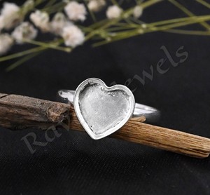 925แหวนเงินสเตอร์ลิงรูปหัวใจสีเงินแท้8x8มม. เป็นของชำร่วยสำหรับเรซิ่นและขี้เถ้าทำงานนมแม่ DIY - Product Image 4