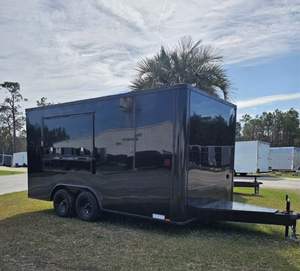 Food Cart Mobile Food Truck with Full Kitchen, new and cheap Square Trailers. - Product Image 1