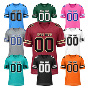 Camiseta de Práctica de Fútbol Americano Personalizada FEROCIOUS CLOTHING, Malla Roja, Cuello en V, Manga Corta, Transpirable, Antibacteriana y Ligera - Product Image 2