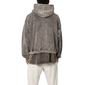 Sweat à capuche pour homme en coton mélangé de haute qualité, lavage à l'acide, uni, hiver, logo personnalisé, design léger, séchage rapide - Product Image 4