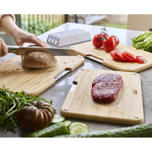 Juego de tabla de cortar de bambú de 3 piezas con soporte para almacenamiento y preparación de alimentos - Product Image 5