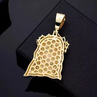 LAX DIORE JEWELS Pendentif Mini Jésus Diamant Plaqué Or 18 carats en Argent 925 Brillant, Style Hip Hop Chrétien Commémoratif pour Homme, Qualité Premium