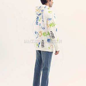 Sweat à capuche pour homme imprimé d'hiver de qualité supérieure avec cordon de serrage réglable Intérieur en molleton doux Mélange de polyester/coton - Product Image 4