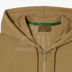 Sudadera con capucha y cremallera para hombre, mezcla de poliéster y algodón, informal, ecológica, transpirable, teñido liso, servicio OEM - Product Image 5