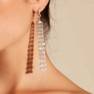 Pendientes de diamantes de lujo para mujer Borla larga con cada diamante de corte Rosa DS0658 - Product Image 4