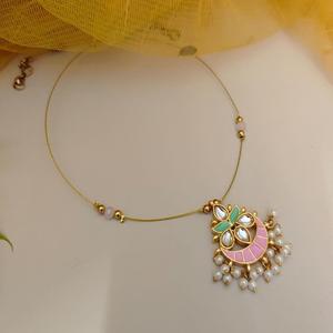 תליון פנינים מצופה זהב שרשרת תליון זהב קל משקל - Product Image 2