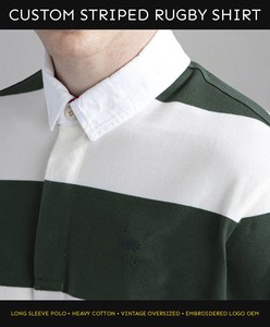 Camiseta de Rugby a Rayas Personalizada para Hombre, Manga Larga, Tejido Jersey 100% Algodón, Estilo Vintage, Logotipo Bordado, OEM - Product Image 5