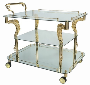 <b>Hot</b> Selling 2 Tier Bar Cart / Mobile Glass Bar Cart Trolley Black Antique Finishing Food Serving Bar Cart Metal Hotel Trolley - Product Image 6