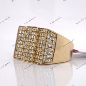 Bague en argent sterling plaqué or jaune Moissanite personnalisée pique entièrement glacé Hip Hop unisexe certifiée GRA fabriquée en Inde - Product Image 4