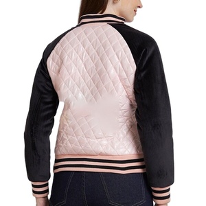2025 nueva chaqueta universitaria de alta calidad para mujer, chaqueta universitaria de béisbol informal de tendencia personalizada con manga de cuero bordada personalizada para mujer - Product Image 4