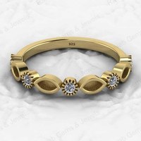 Hochwertiger massiver 925er Silber 2x4mm Marquise Halb-Eternity-Ringfassung für Zirkonia, Harz, Asche, Muttermilch – DIY-Schmuck
