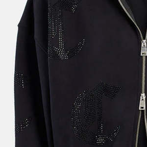 Survêtements à strass surdimensionnés et lourds pour hommes de qualité supérieure survêtements à la mode de rue survêtement à strass à fermeture éclair à double extrémité - Product Image 4