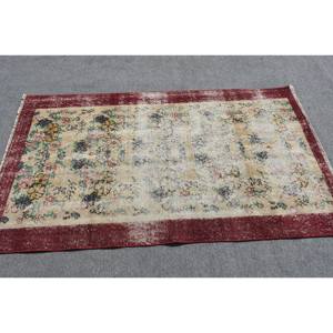 พรมสไตล์ตุรกีสีเบจคลาสสิกสีแดงขนาดใหญ่3.6x6.3ฟุตพรมลาเท็กซ์ขนสัตว์นามธรรมขนาด10มม. พรมสี่เหลี่ยมสำหรับตกแต่งโถงทางเดินในห้อง - Product Image 3