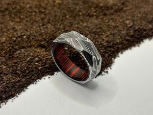 แหวนดามัสกัสทำมือ แหวนแต่งงานผู้ชาย แหวนหมั้น ของขวัญสำหรับเขา แหวนผู้ชาย โดยผู้ผลิตมีด - Product Image 2