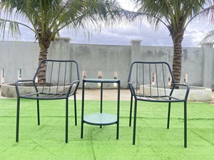 Juego de muebles de mimbre modernos y duraderos para exteriores, metal cómodo para balcón, jardín, parque, hotel o apartamento, uso en comedor - Product Image 3