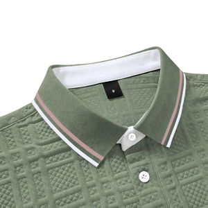 Camiseta de Hombre de Punto Jacquard Texturizado Sólido, Manga Corta, Estampado en Relieve, Poliéster/Nailon, Informal, para Verano y Golf - Product Image 4