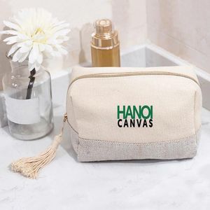 Vietnamese Manufacturer's Custom Printed Logo Zipper <b>Makeup</b> Bag Cotton Canvas <b>Case</b> Multifunctional Cosmetic Bag BSCI Dot - Product Image 1