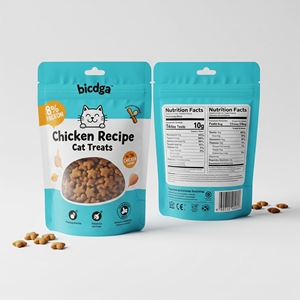 Sprinpak Digital impreso alta barrera a prueba de olores bolsa de pie para golosinas para gatos | Embalaje de alimentos para mascotas con cremallera resellable - Product Image 1