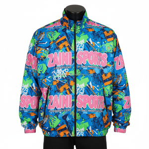 Veste coupe-vent en polyester de qualité supérieure 150 GSM Impression par sublimation multicolore vibrante avec logo personnalisé Veste coupe-vent pour homme - Product Image 1