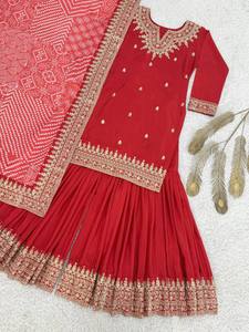 Nouveau look tendance, salwar kameez dupatta avec broderie lourde, travail de paillettes, réversible, séchage rapide, vêtements de fête, prix de gros - Product Image 4