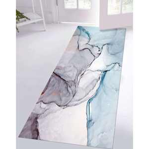 Blue and <b>Purple</b> Marble Printed Rug: Luxury, Modern, Non Slip Design,<b>Velvet</b> Rug - Product Image 4