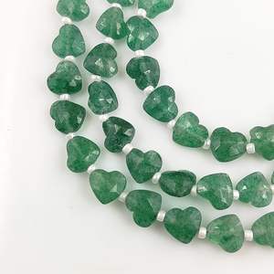 8-Inch Long Faceted Natural Gemstone Bead Strand 8-9mm Heart Shape - Product Image 5