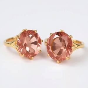 แหวนสตรีชุบทอง18K ปรับขนาดได้ประดับเพทายสีชมพูแวววาวแหวนปาร์ตี้ชุบโรเดียมสำหรับผู้หญิง - Product Image 6